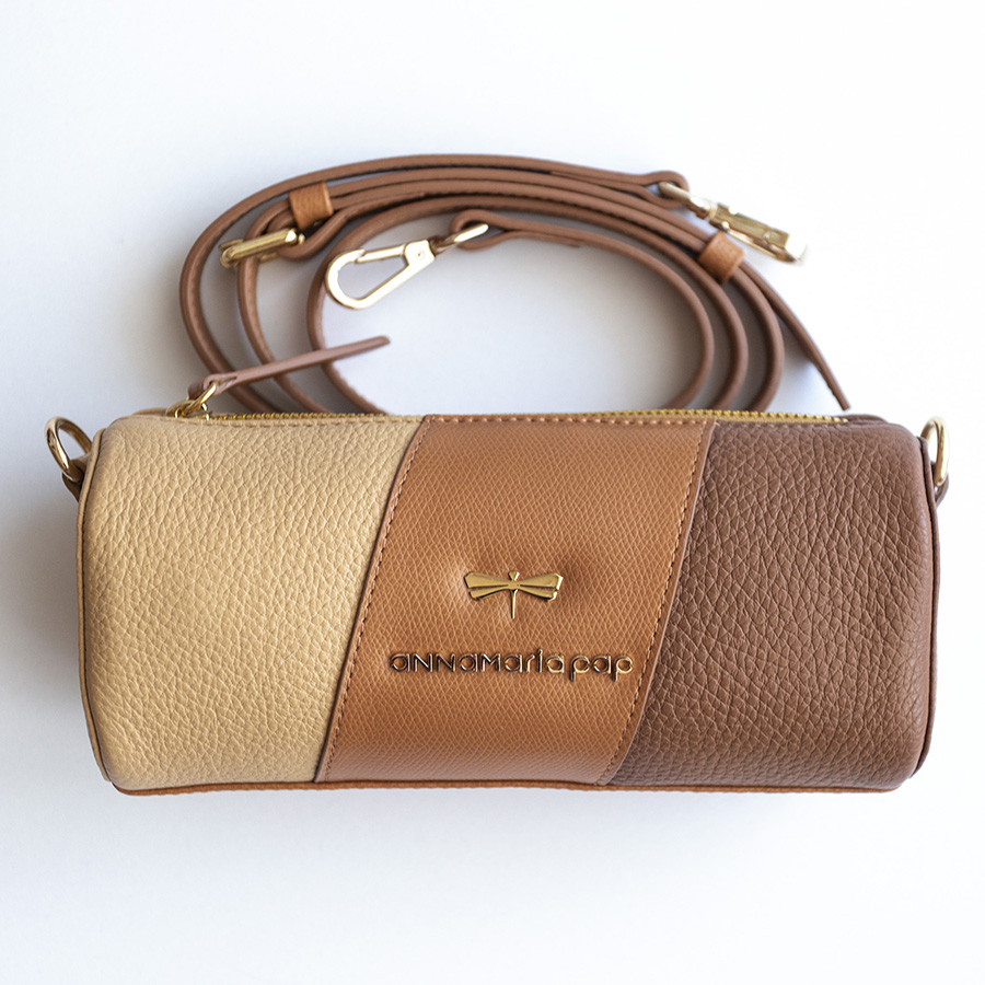 LILY brown tricolor leather bag OUTLET