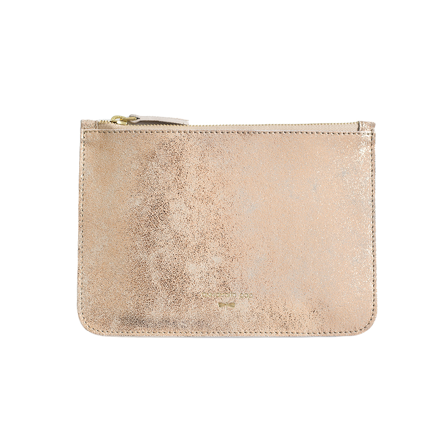 ANNE Rose glitter leather pouch