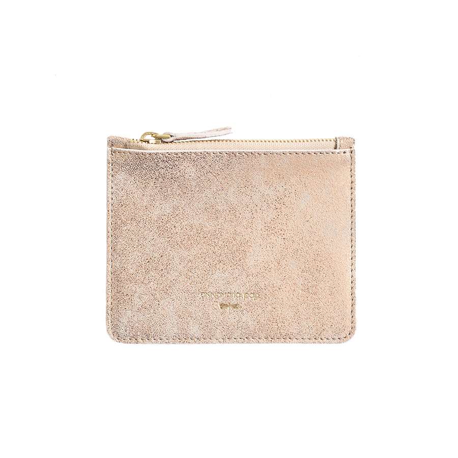 ANNE Rose sparkle small leather pouch