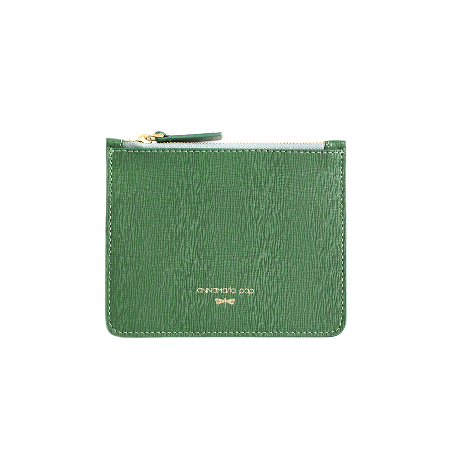 ANNE Emerald green small leather pouch