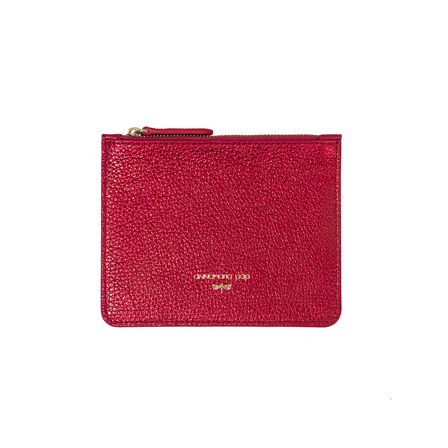 ANNE metal red small leather pouch