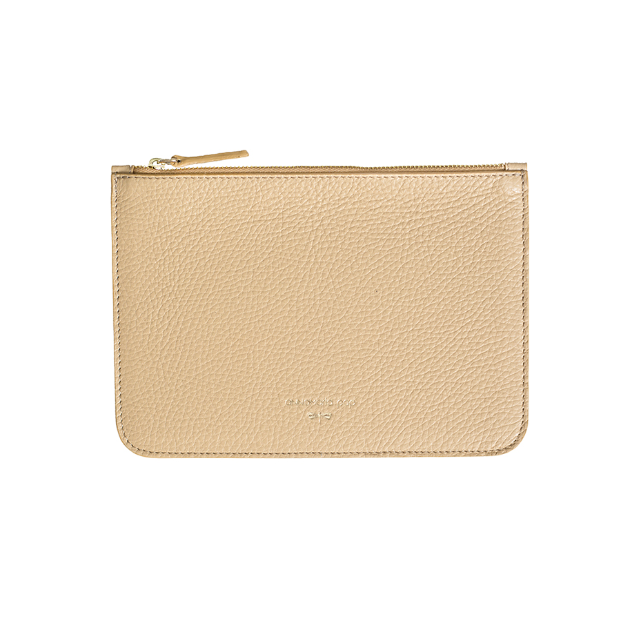 ANNE Sand leather pouch