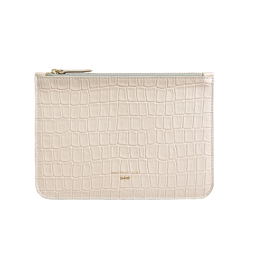 ANNE Croc leather pouch