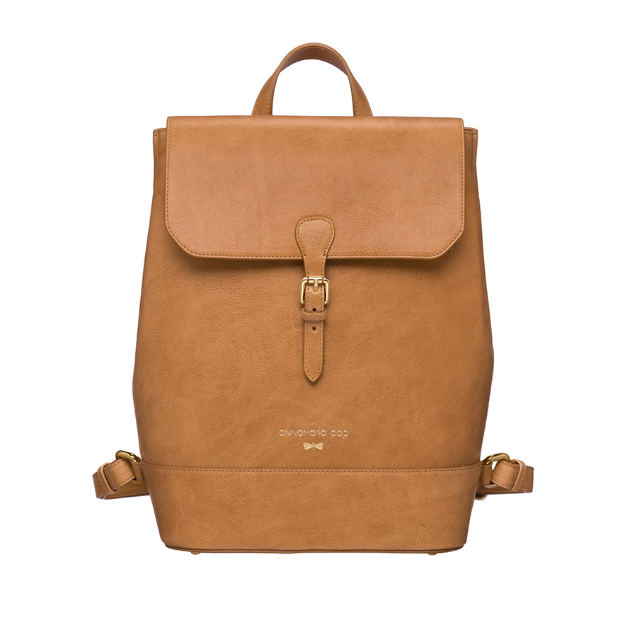 HALEY Light brown natural leather backpack