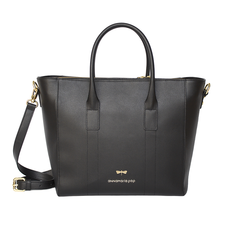 POLLY Black leather handbag
