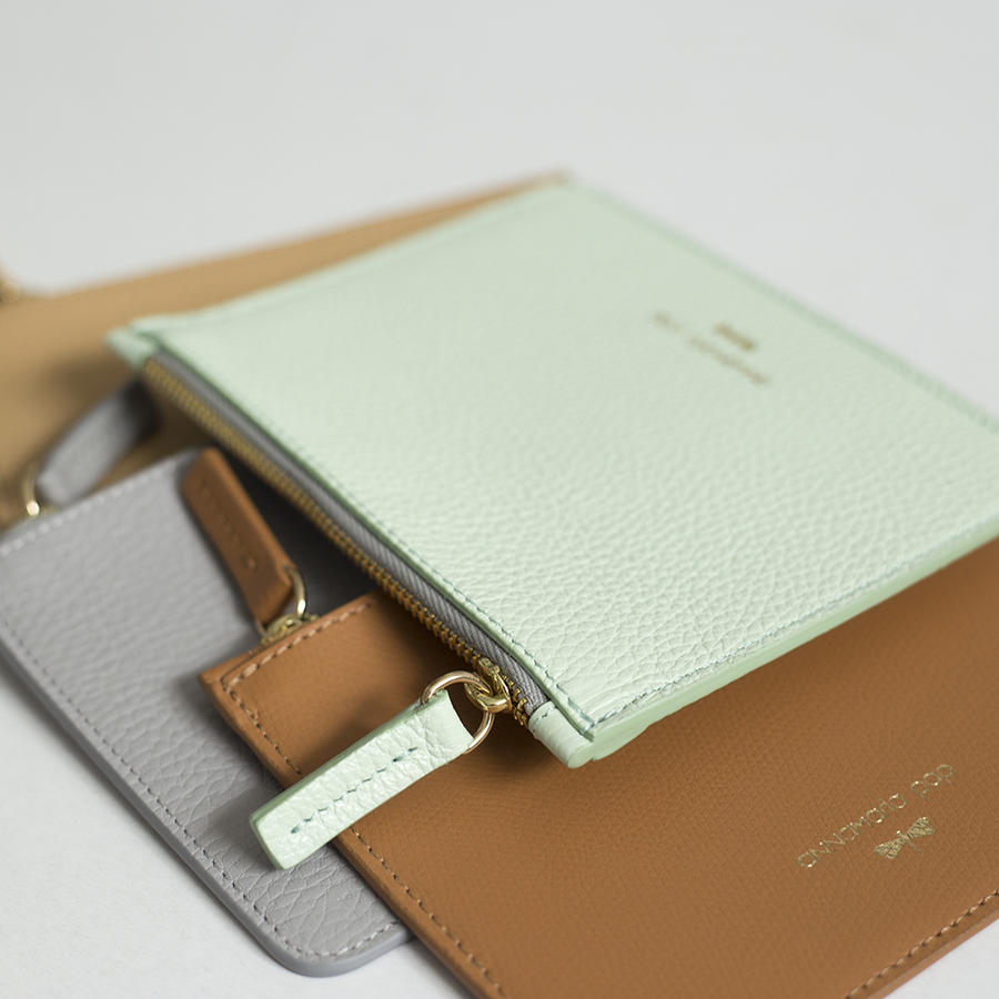 ANNE Grey small leather pouch