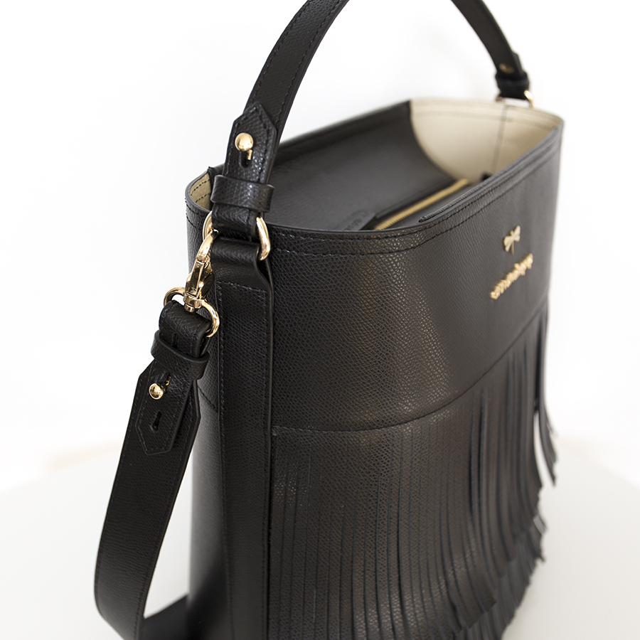 CARLY Black fringe handbag
