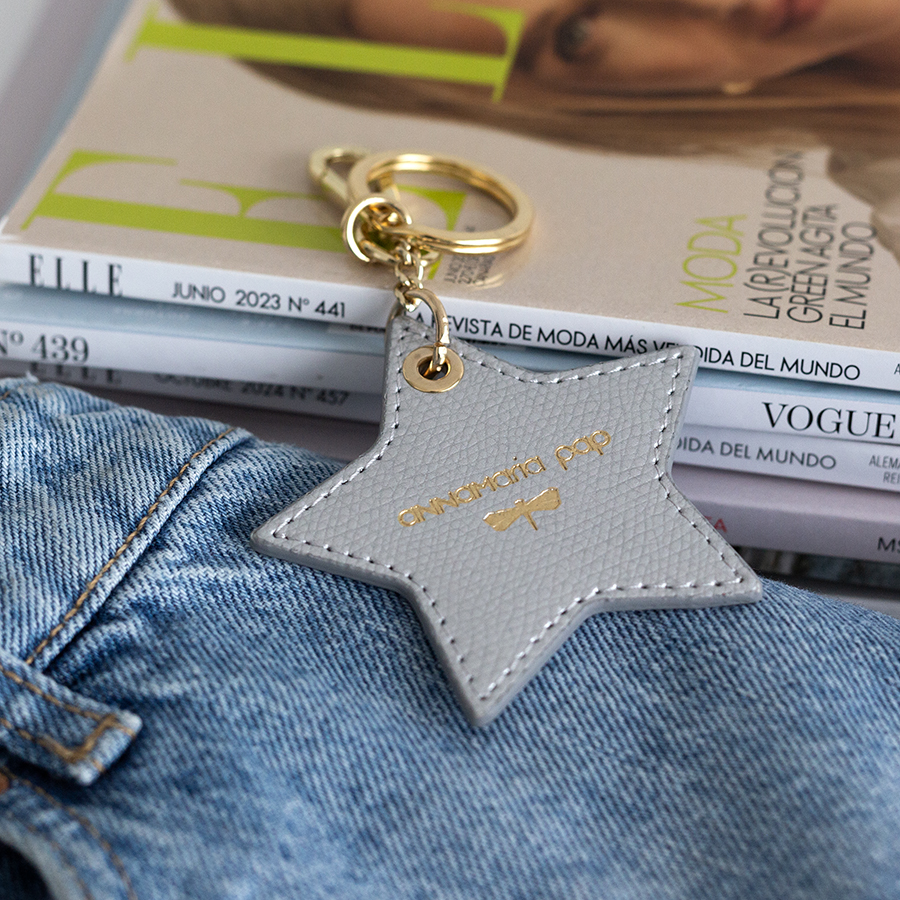 STAR Ezüst bőr charm