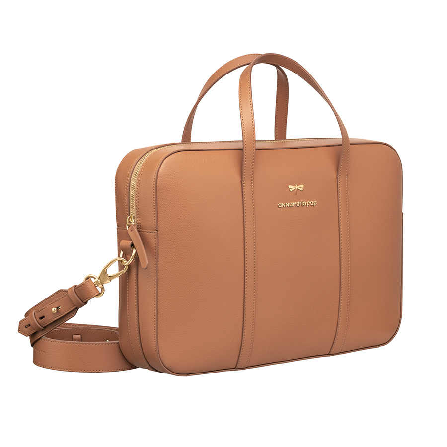 CLARE Caramel leather notebook bag