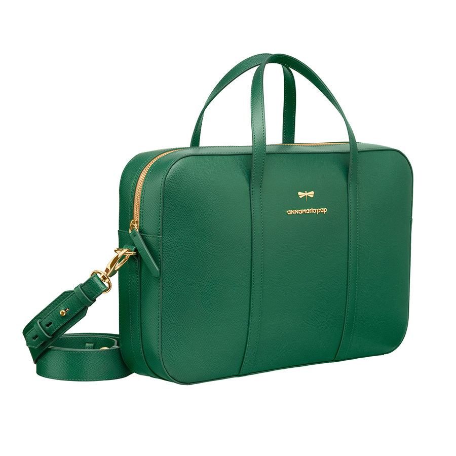 CLARE Emerald leather notebook bag