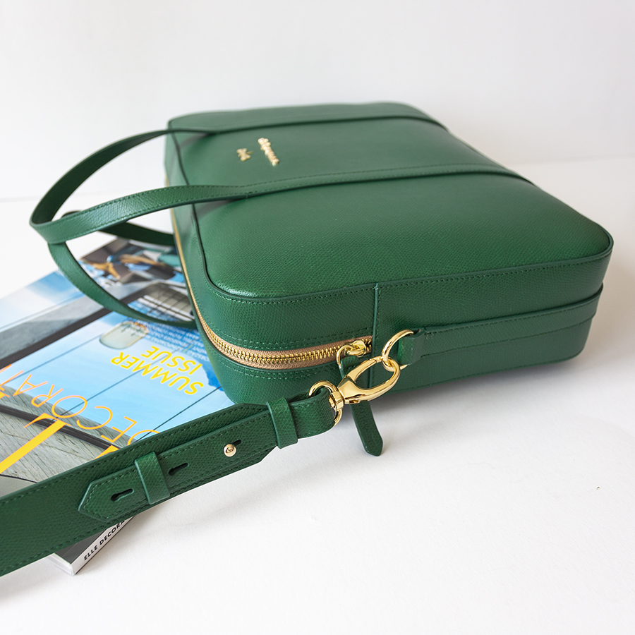CLARE Emerald leather notebook bag