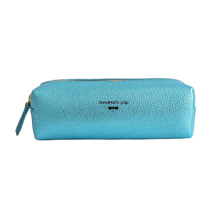 GWEN Shiny turquoise leather beauty bag