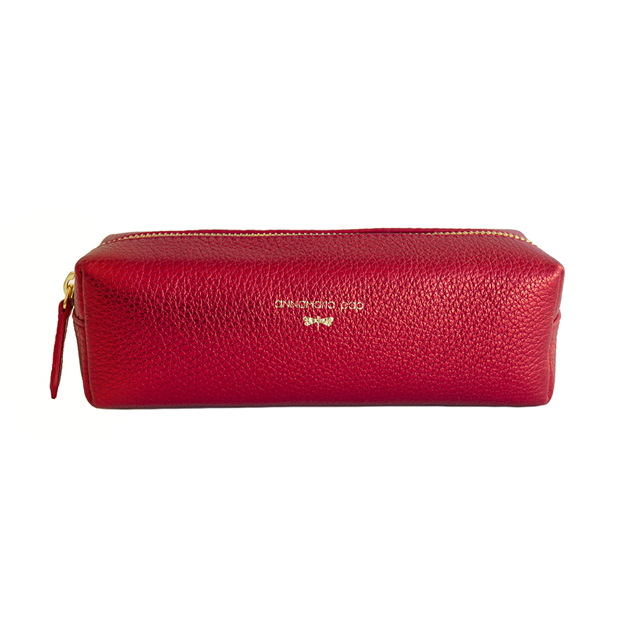 GWEN Shiny red leather beauty bag