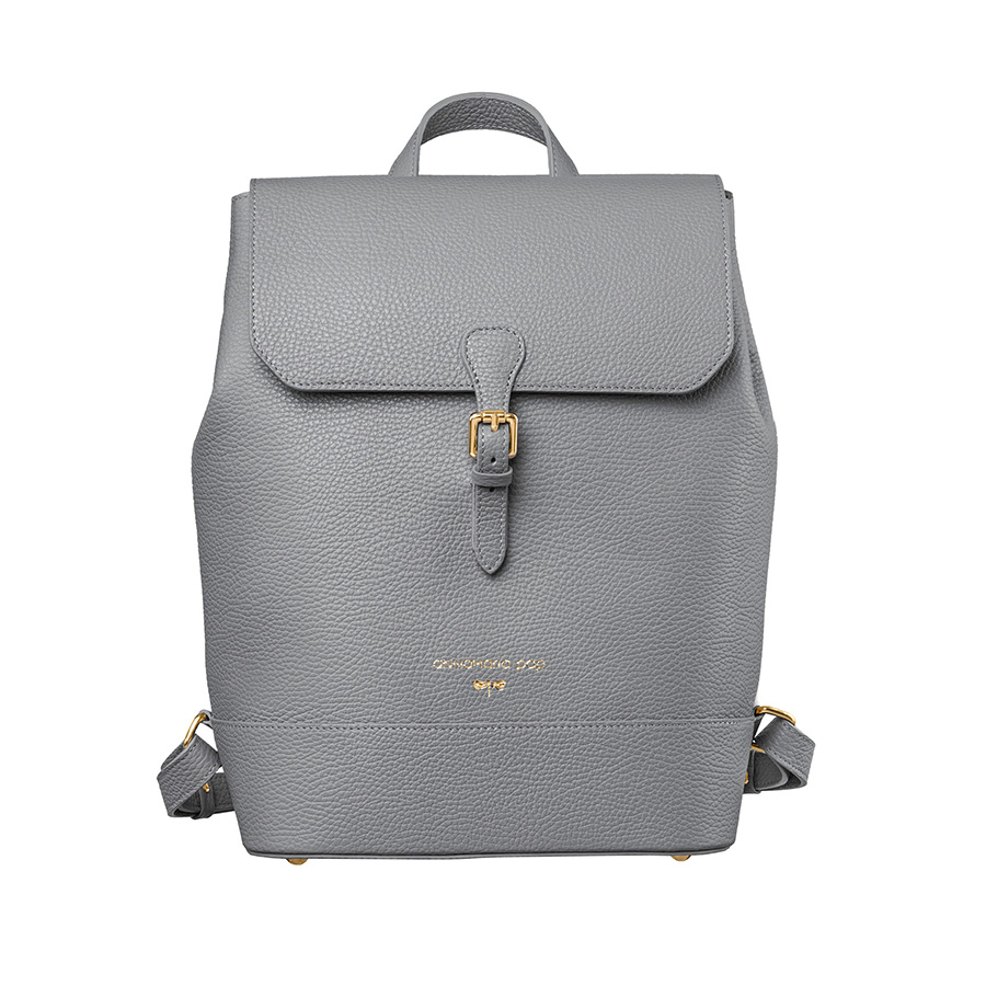 HALEY Grey leather backpack