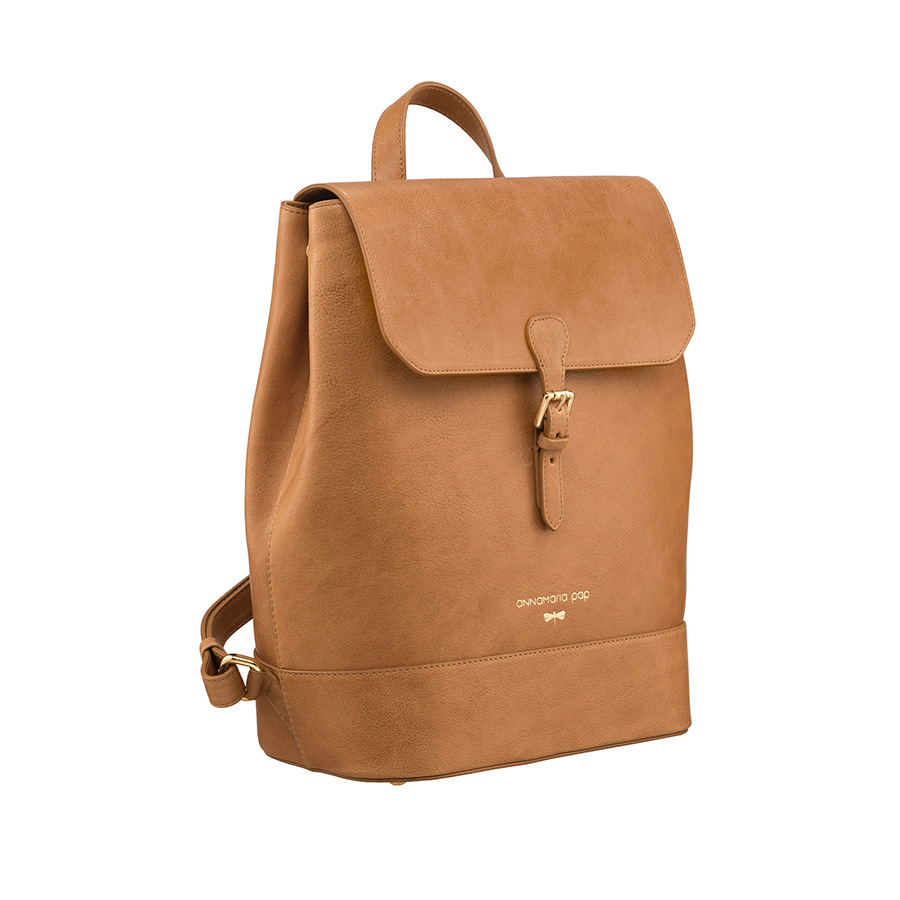 HALEY Light brown natural leather backpack