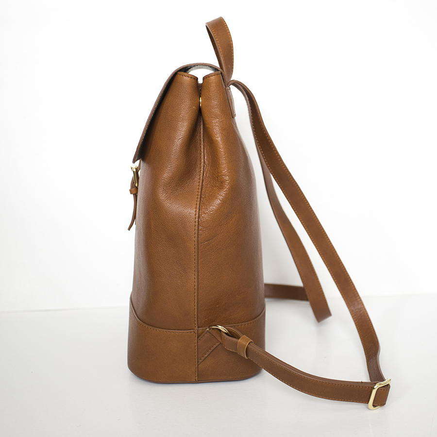 HALEY Brown natural leather backpack