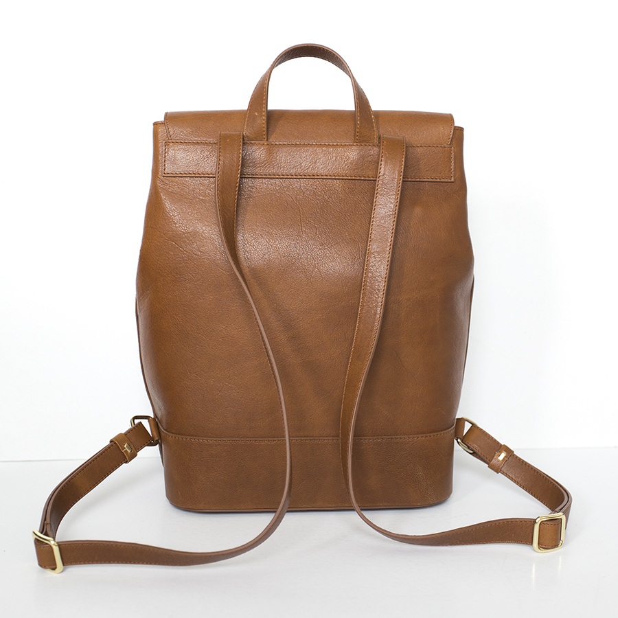 HALEY Brown natural leather backpack