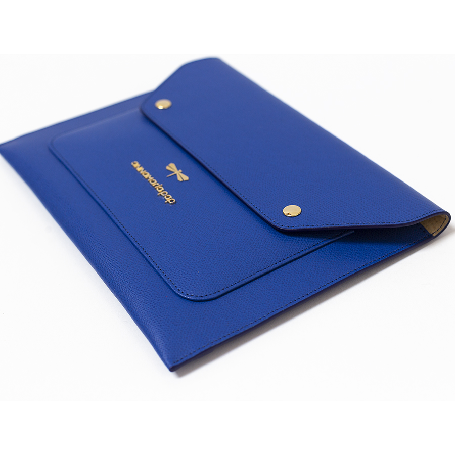 JADE royalblue leather clutch / ipad case