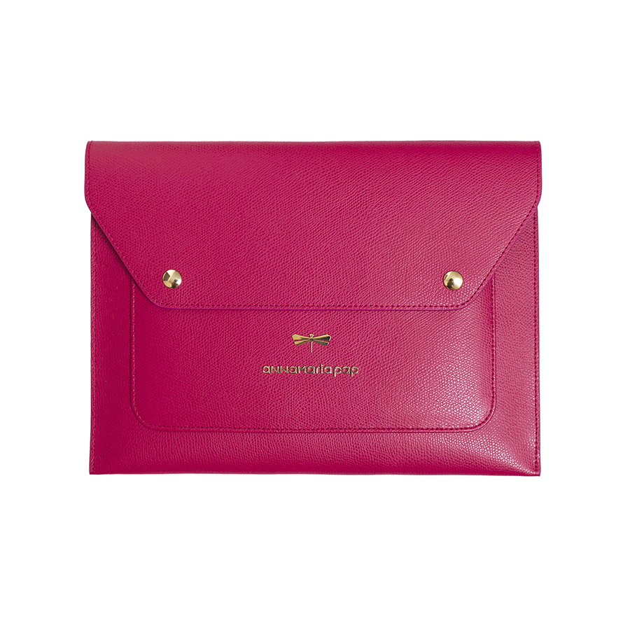JADE raspberry leather clutch / ipad case