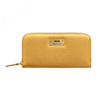 LILIAN Fényes sárga arany bőrpénztárca 