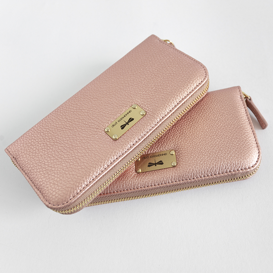 LILIAN Shiny rose leather wallet