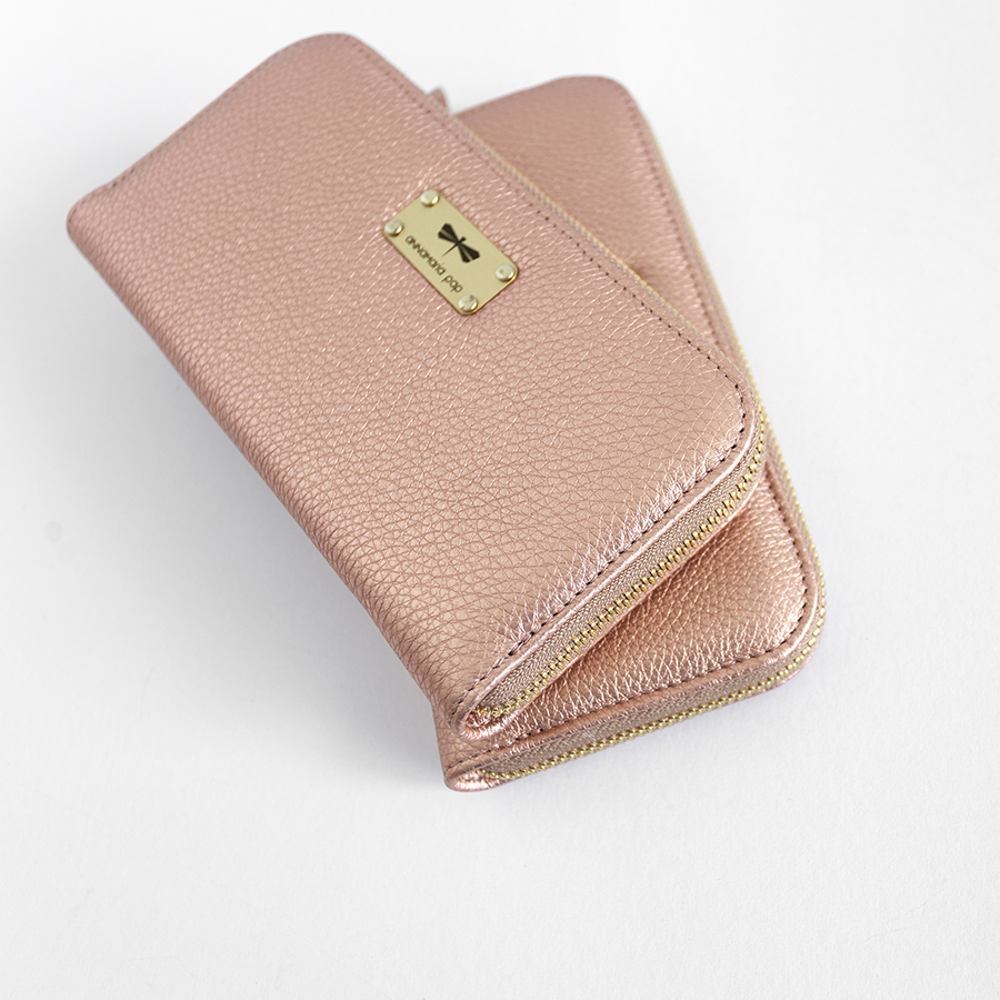 LILIAN Shiny rose leather wallet