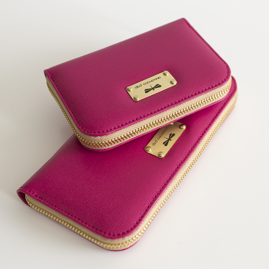 LILIAN Raspberry leather wallet