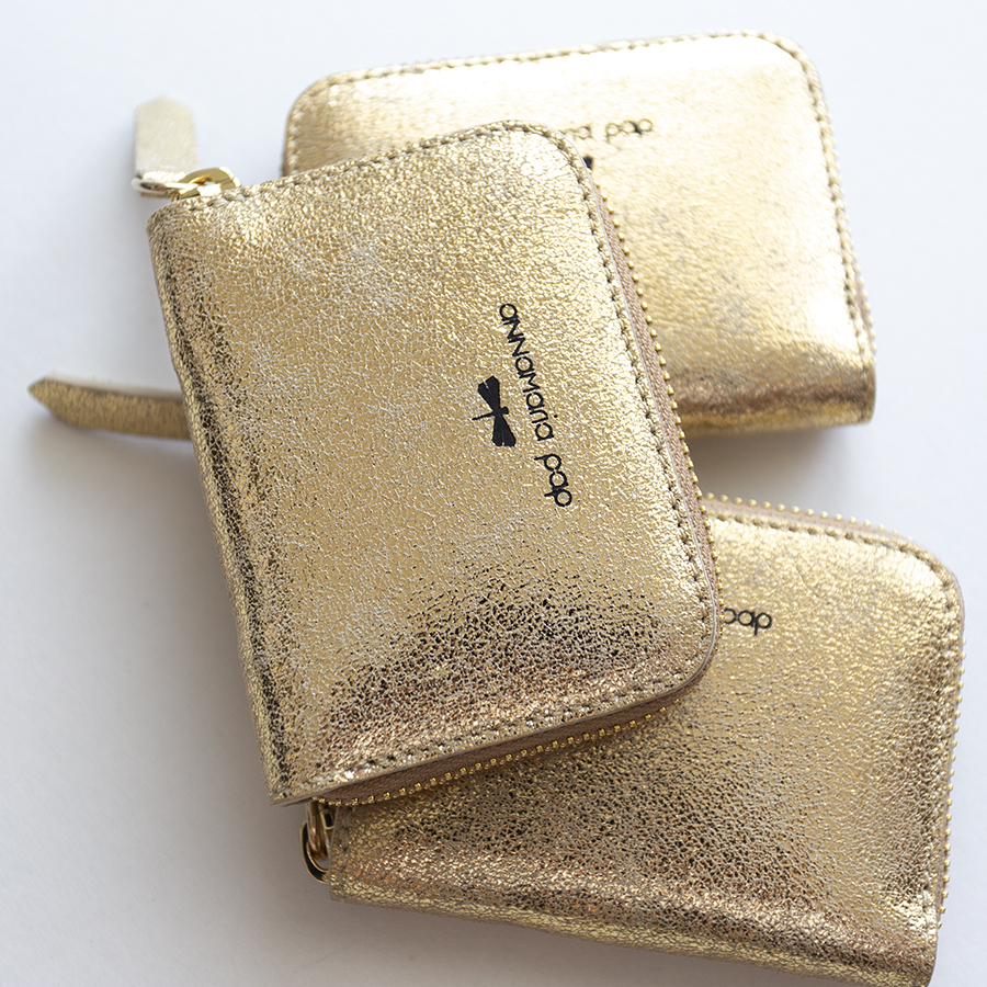 LISA Gold glitter leather wallet