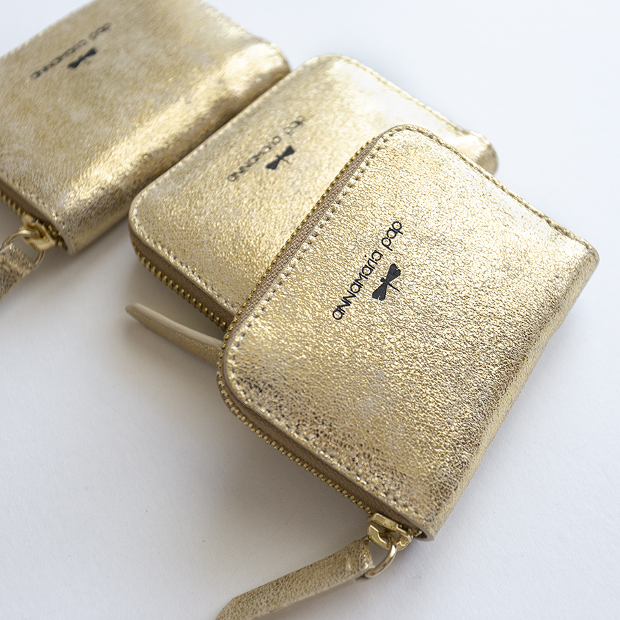 LISA Gold glitter leather wallet