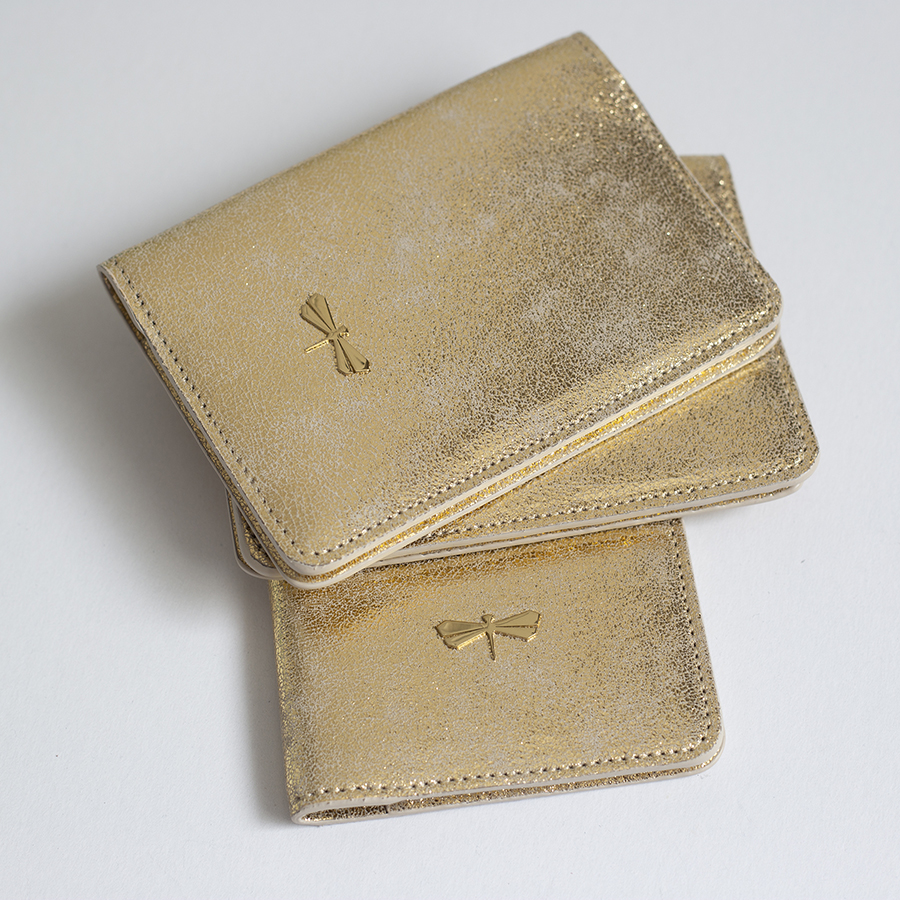 MONA  Gold glitter leather case