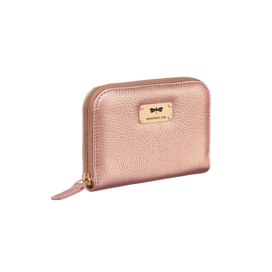 VICKY Shiny rose leather wallet