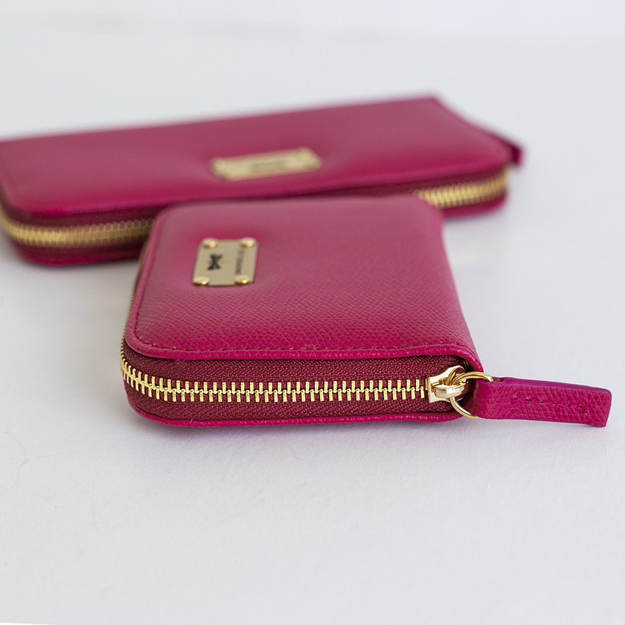 VICKY Raspberry leather wallet