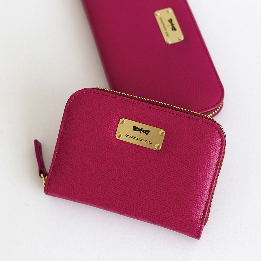 VICKY Raspberry leather wallet