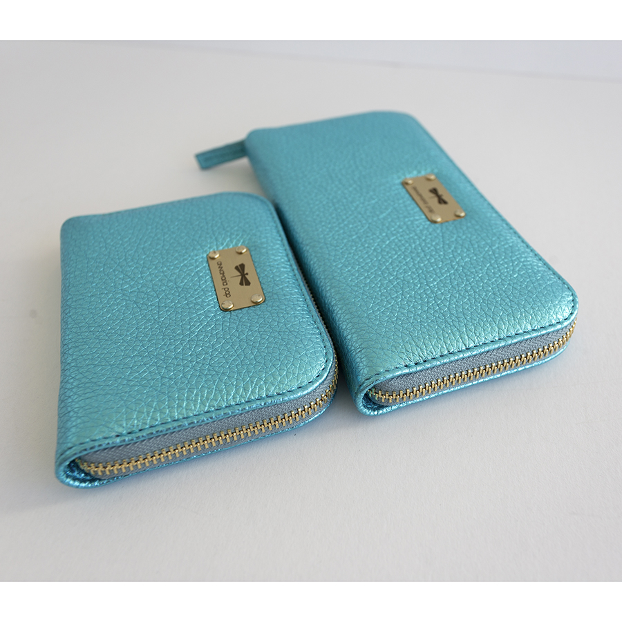 VICKY Shiny turquoise leather wallet