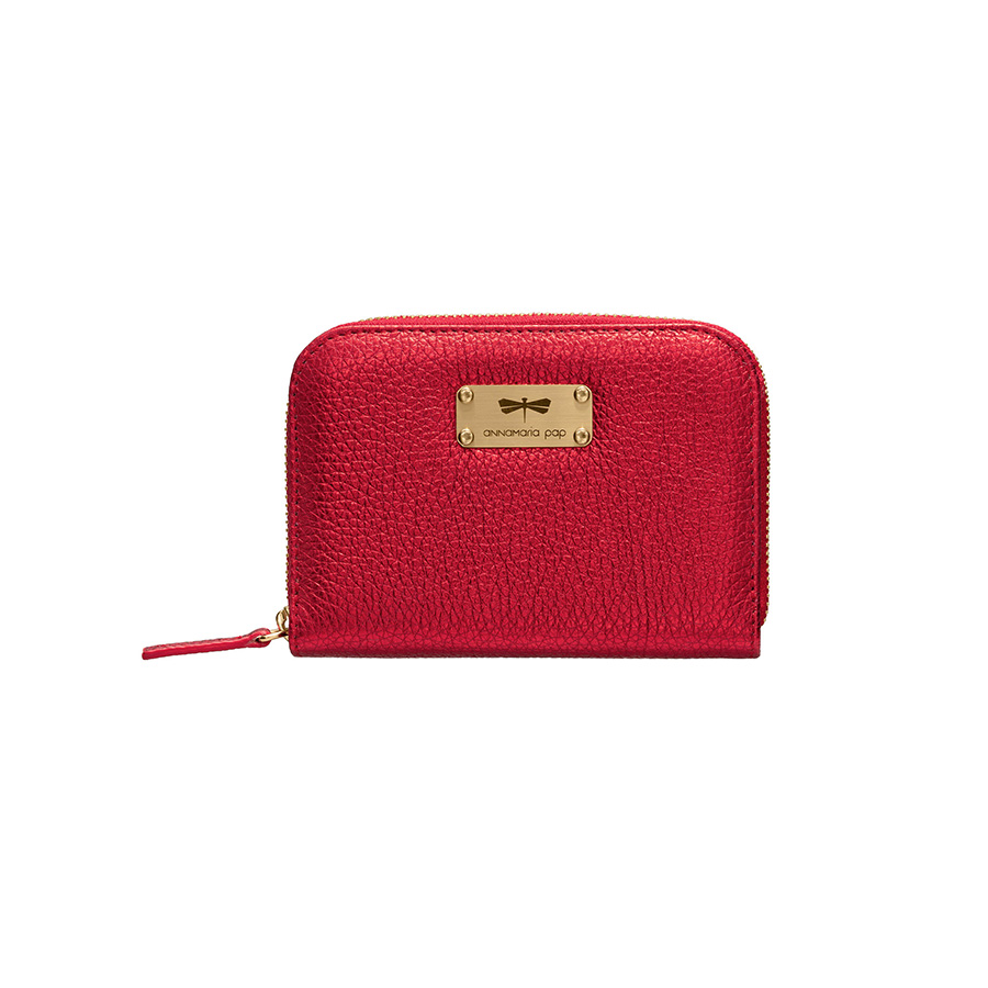 VICKY Metal red leather wallet