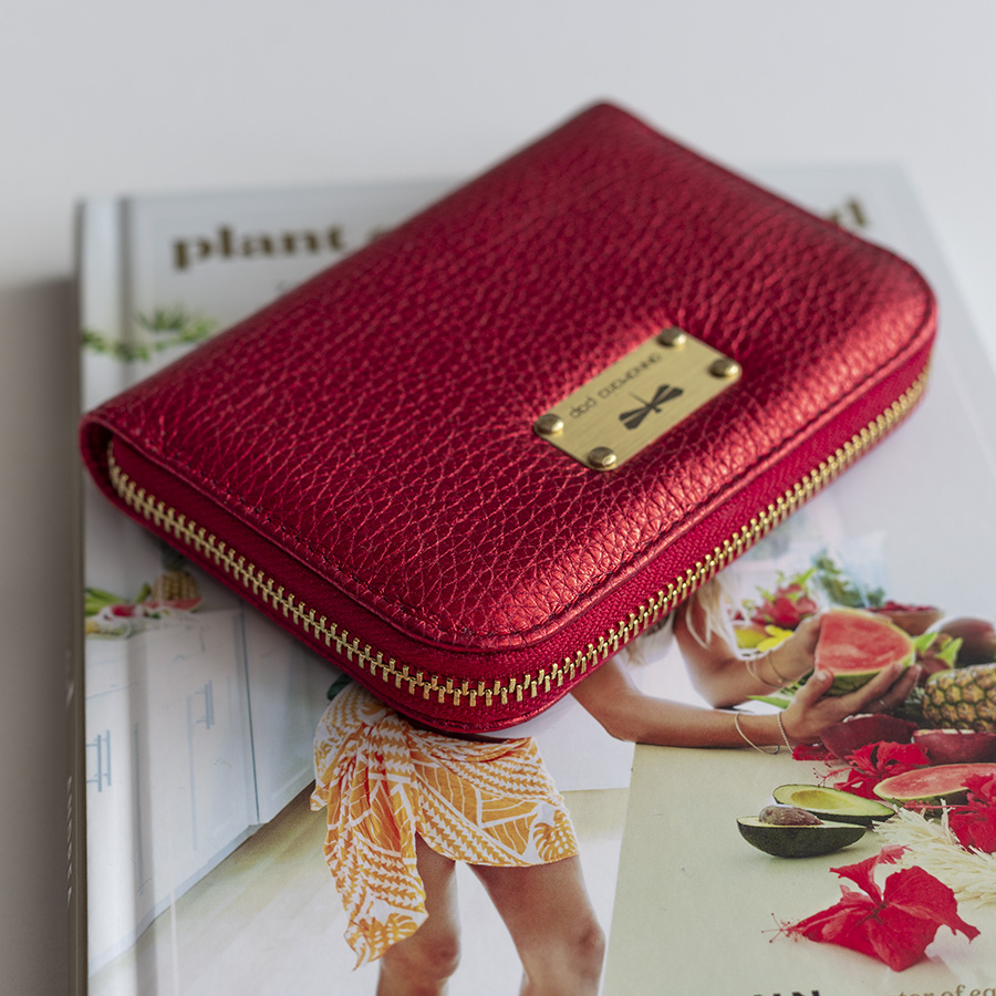 VICKY Shiny red leather wallet